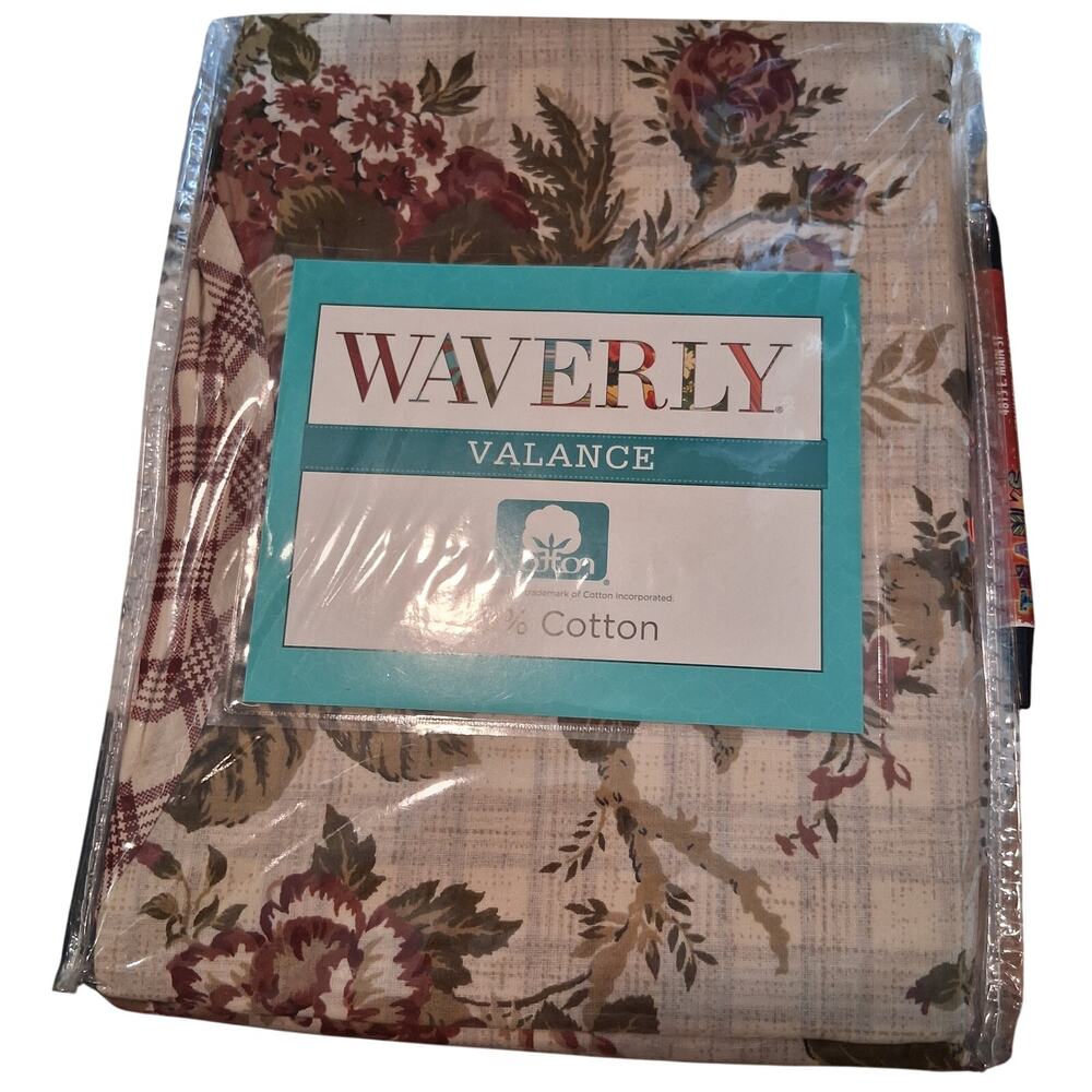 Waverly nwt Norfolk Tea Stain double scolloped valance curtain 16x60"